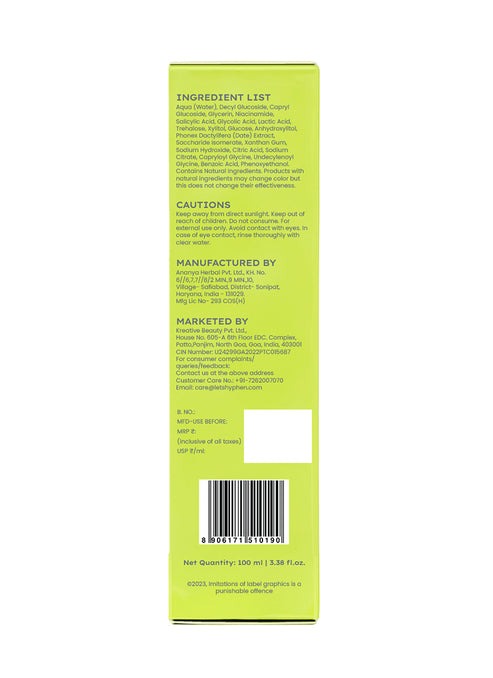 Hyphen By Kriti Sanon Oil Control Daily Cleanser, 2% AHA + BHA Salicylic Acid Face Wash, Deep Cleanses & Removes Dirt, For Men & Women | Grocsy
