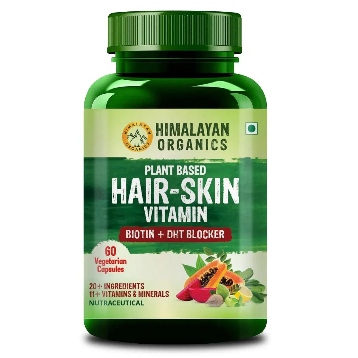 Himalayan Organics Plant Based Hair Vitamin Biotin Vegetarian Capsules | Grocsy