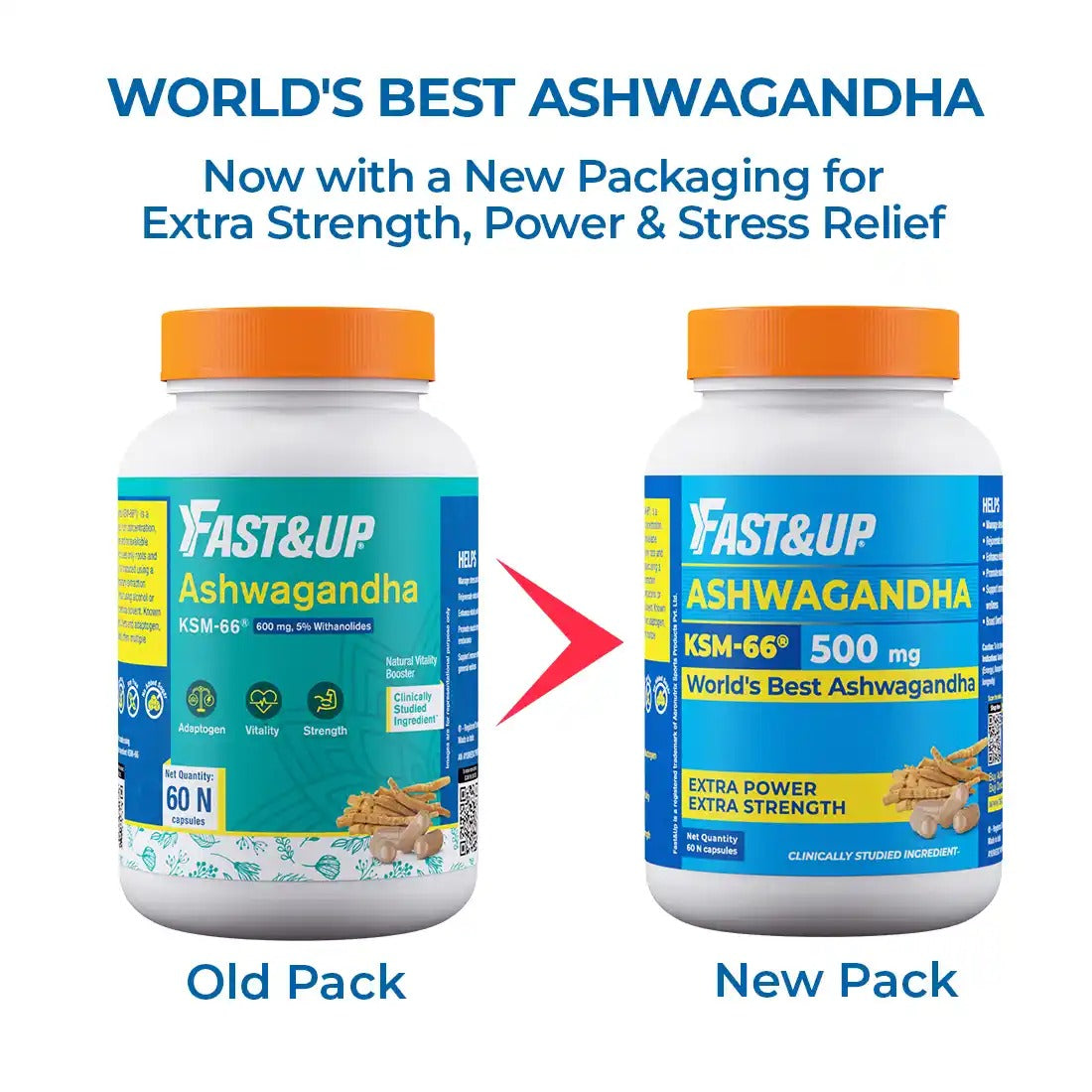 Fast&Up Ashwagandha KSM-66 600mg Capsules - Unflavored | Grocsy