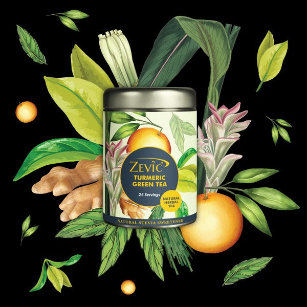 Zevic Anti- Inflammatory Turmeric Herbal Green Tea | Grocsy