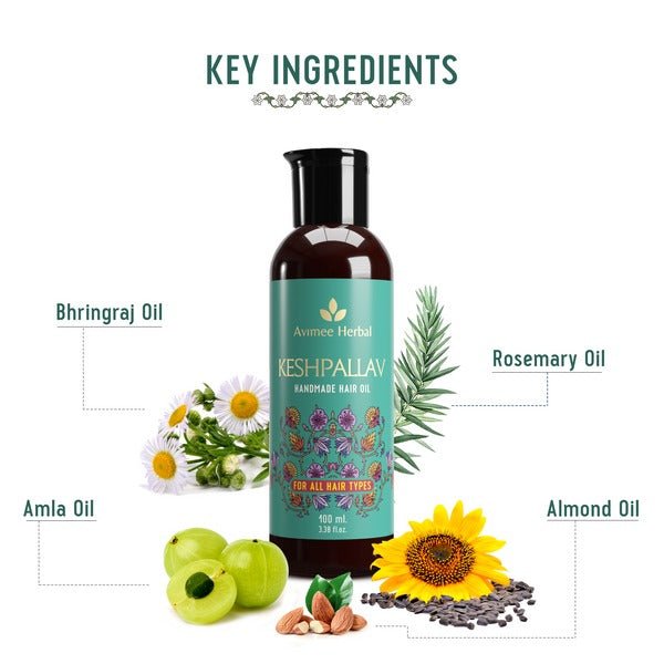 Avimee Herbal Keshpallav Hair Oil For Hair Growth With Amla, Castor, Rosemary & Bringraj Oil | Grocsy