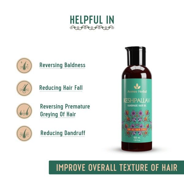 Avimee Herbal Keshpallav Hair Oil For Hair Growth With Amla, Castor, Rosemary & Bringraj Oil | Grocsy