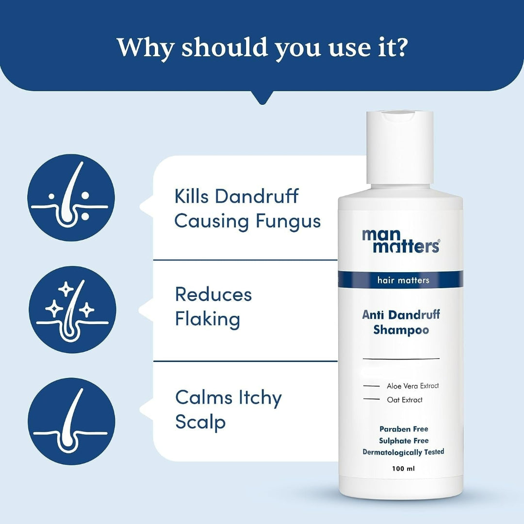 Man Matters 2% Ketoconazole Anti Dandruff Shampoo, Cruelty Free, Vegan, No Side Effects | Grocsy