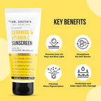 Dr. Sheth's Ceramide & Vitamin C Sunscreen SPF 50+ PA+++ UVA UVB Sun Protection, For All Skin Types | Grocsy