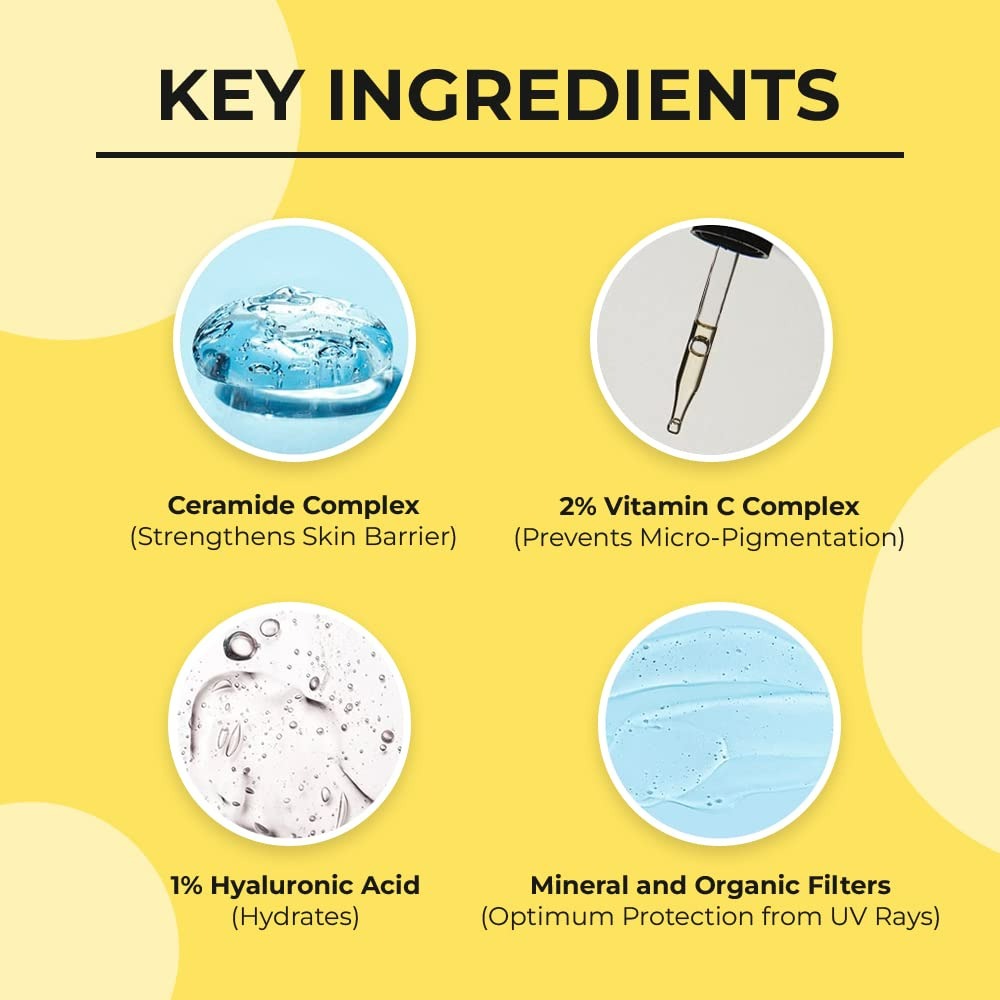 Dr. Sheth's Ceramide & Vitamin C Sunscreen SPF 50+ PA+++ UVA UVB Sun Protection, For All Skin Types | Grocsy