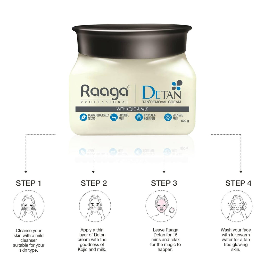 Raaga Professional De Tan Removal Cream With Kojic & Milk | Grocsy