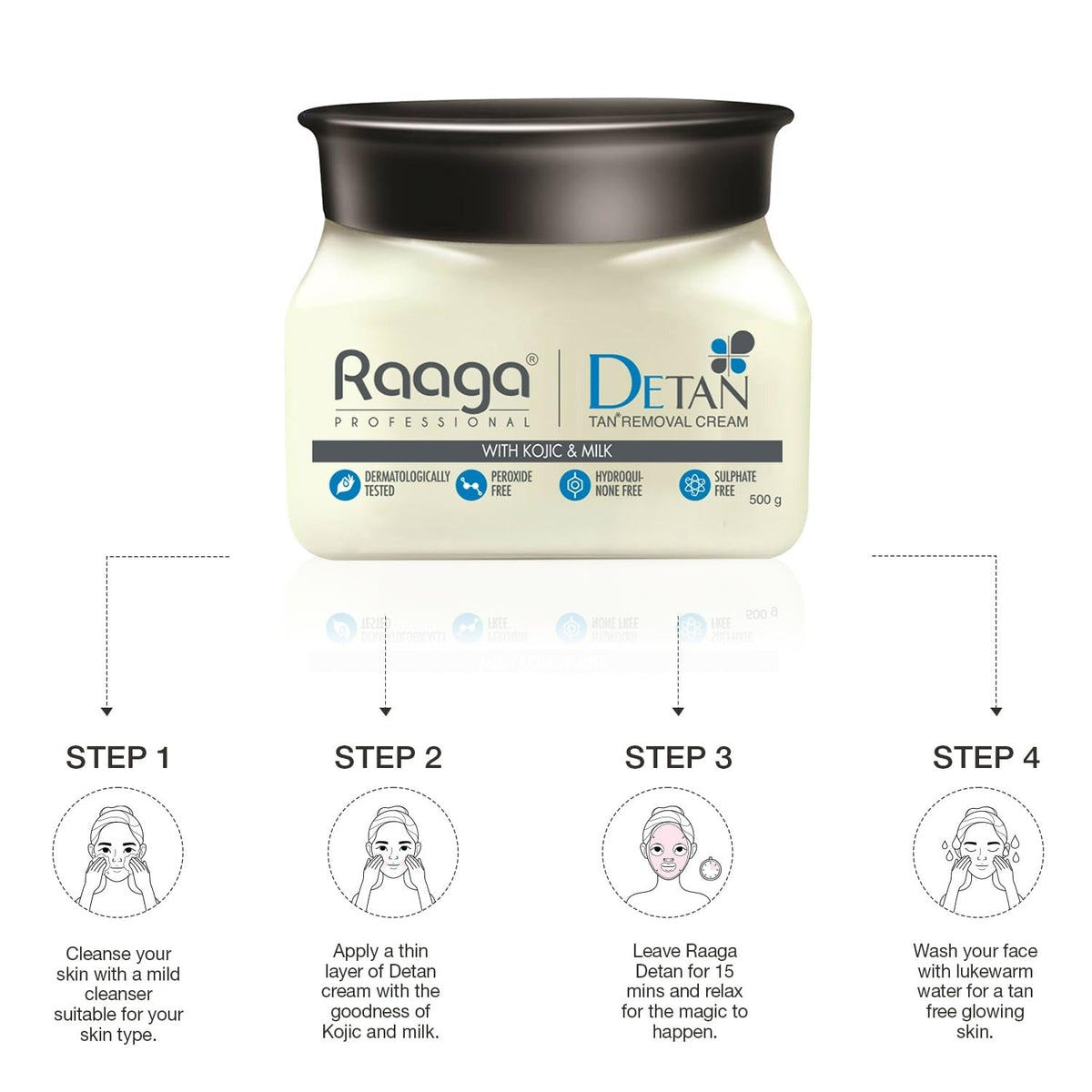 Raaga Professional De Tan Removal Cream With Kojic & Milk | Grocsy