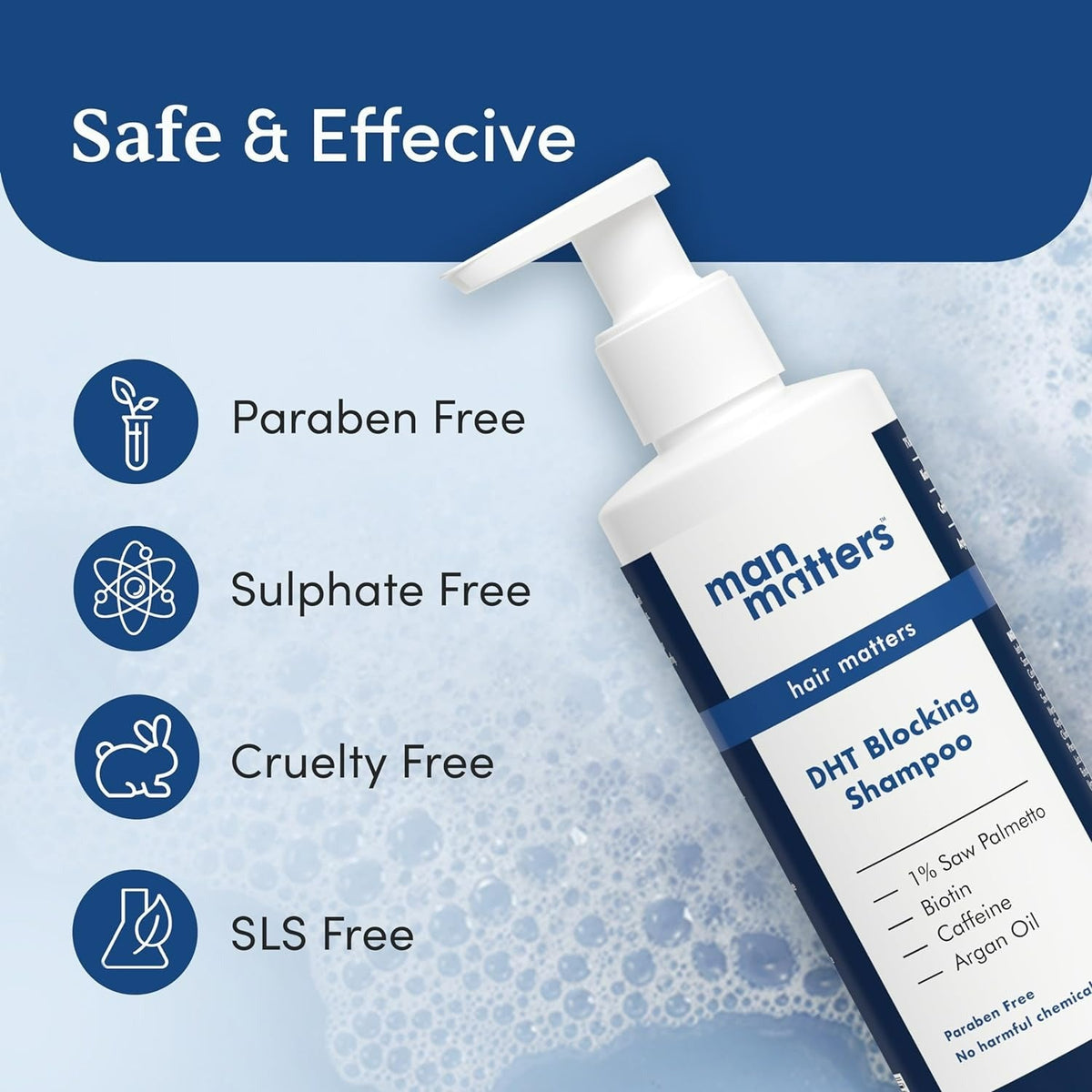 Man Matters Anti Hair Fall DHT Blocking Shampoo With Argan Oil, Biotin, Caffeine | Grocsy