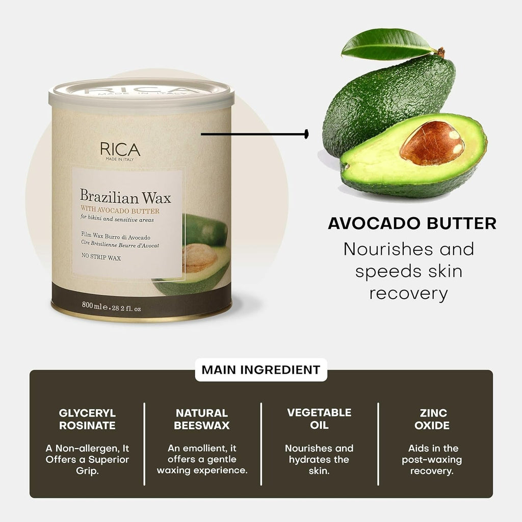 Rica Brazilian Wax with Avocado Butter, Natural & Stripless Wax | Grocsy