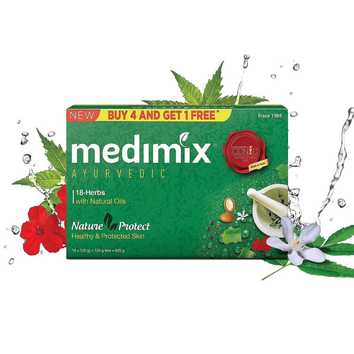 Medimix Ayurvedic Classic 18 Herbs Soap, 125 g (4 + 1 Offer Pack) | Grocsy