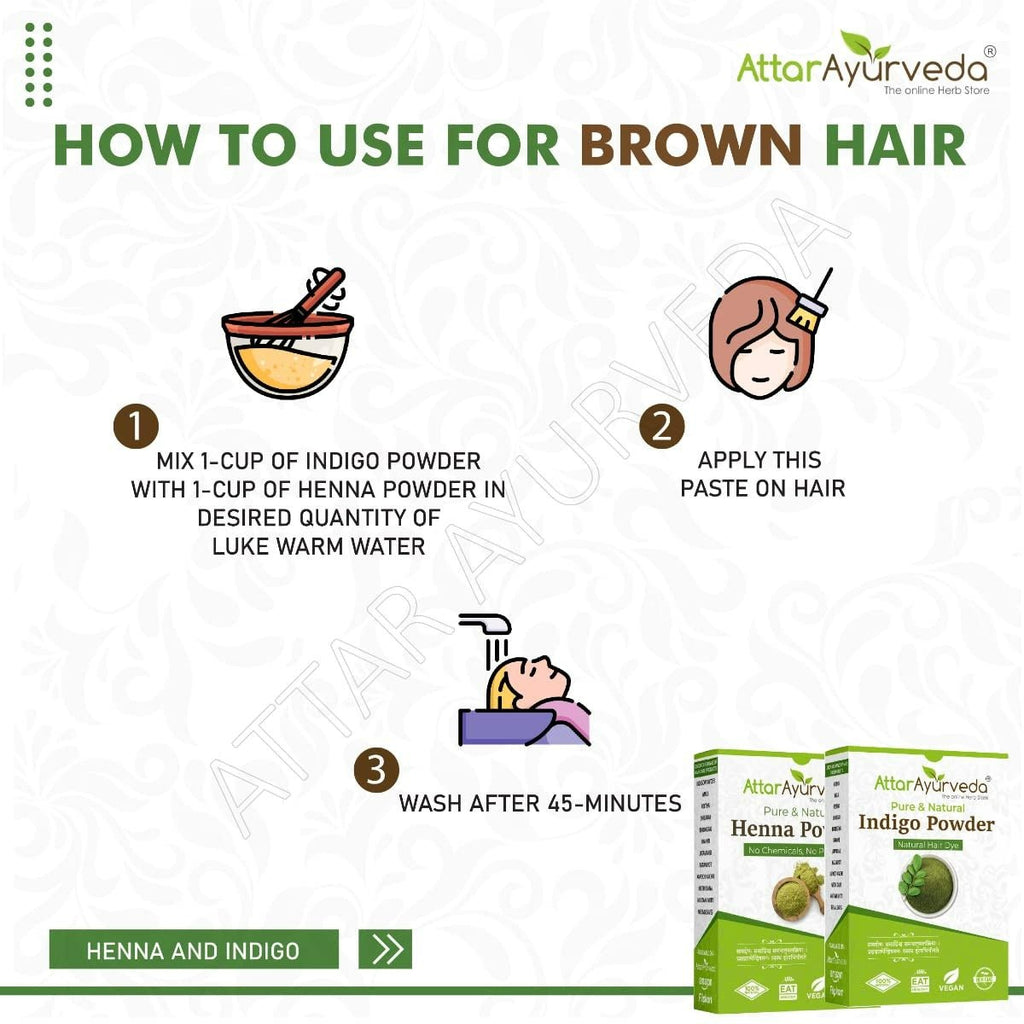 Attar Ayurveda Henna Powder, Indigo Powder Combo Pack | Grocsy