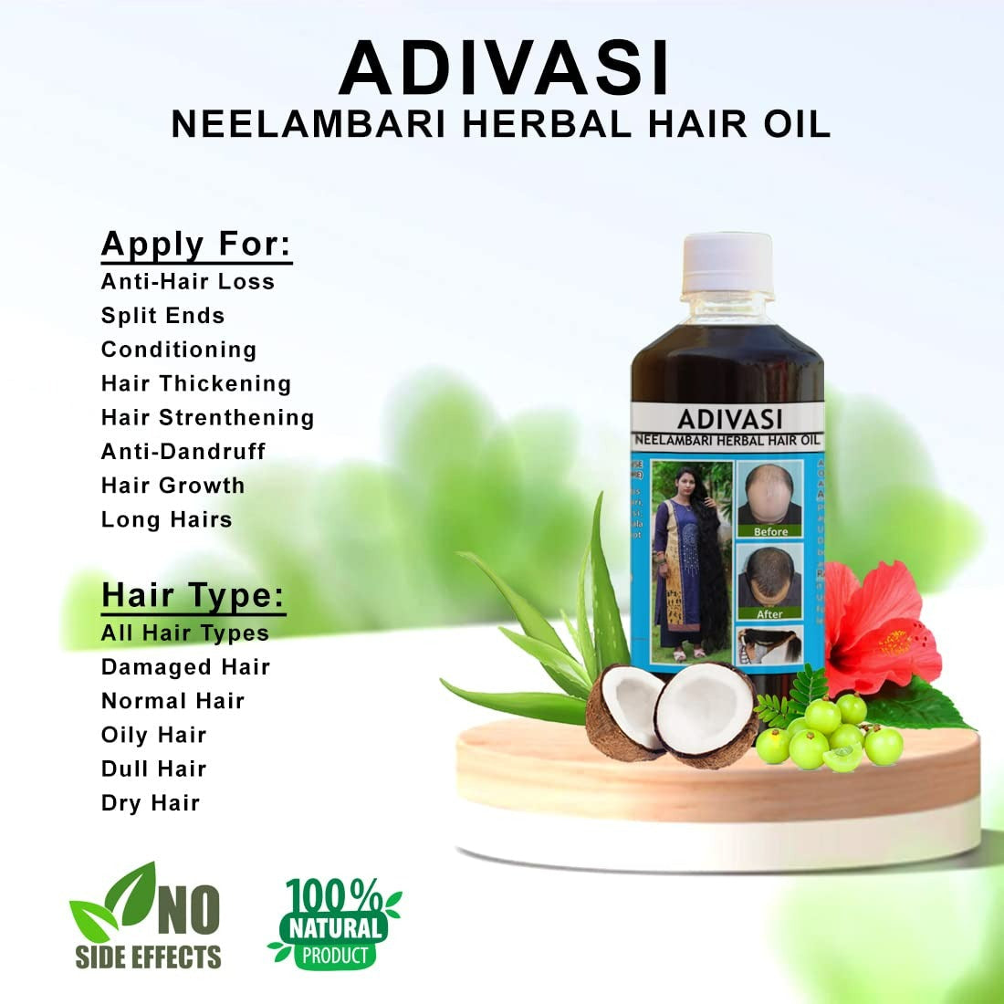 Neelambari Ayurvedic Hair Care Adivasi Herbal Hair Oil | Grocsy
