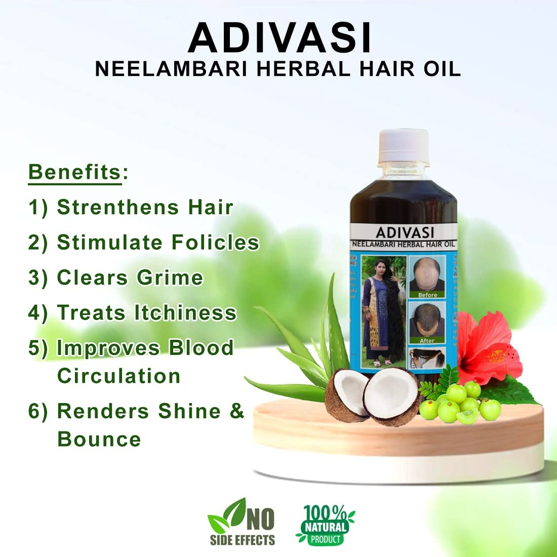 Neelambari Ayurvedic Hair Care Adivasi Herbal Hair Oil | Grocsy