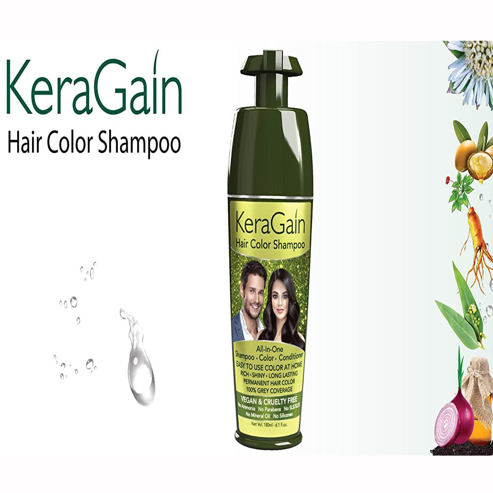 KeraGain Hair Color Shampoo (Black) | Grocsy