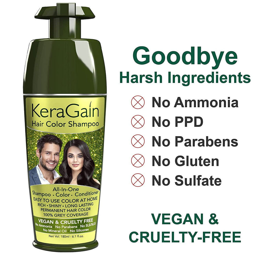KeraGain Hair Color Shampoo (Black) | Grocsy