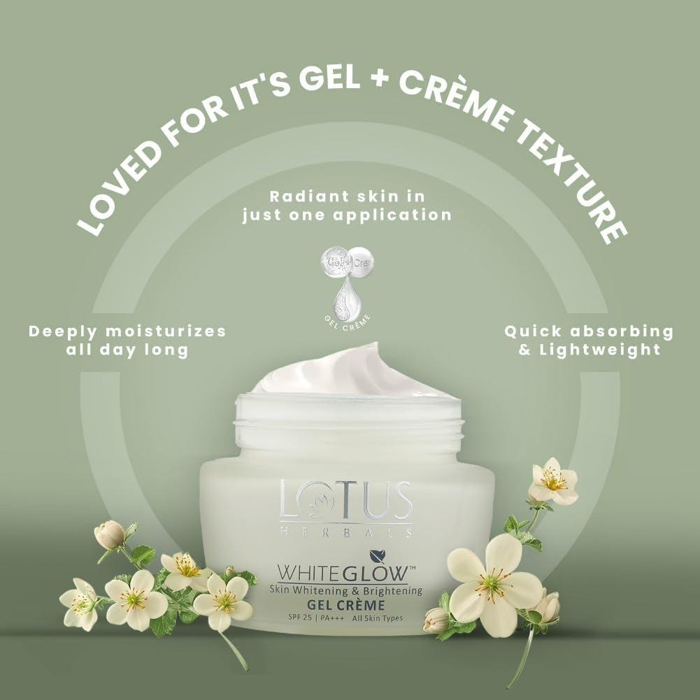 Lotus Herbals Whiteglow Skin Brightening Gel Creme SPF 25 PA+++ | Grocsy