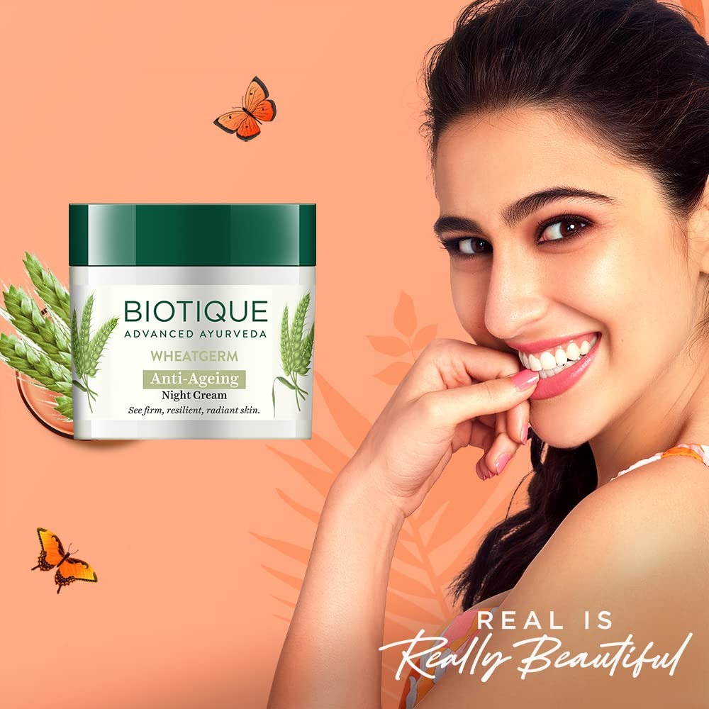 Biotique Advanced Ayurveda WheatGerm Anti-Ageing Night Cream | Grocsy