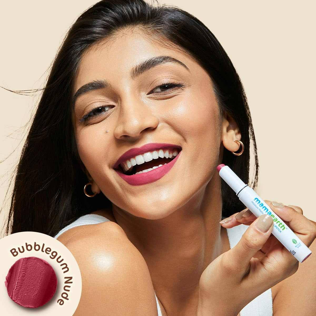 Mamaearth Moisture Matte Long Stay Lipstick-Bubblegum Nude | Grocsy