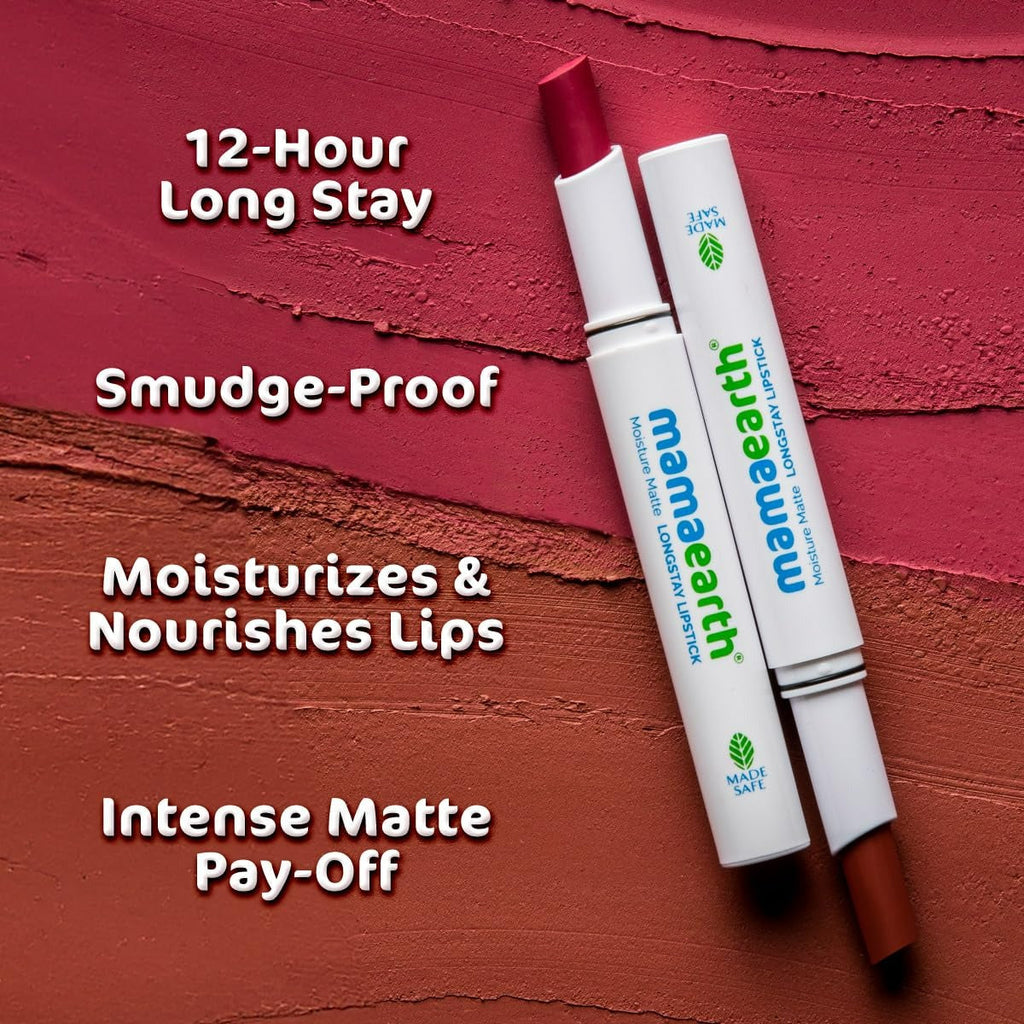 Mamaearth Moisture Matte Long Stay Lipstick-Bubblegum Nude | Grocsy