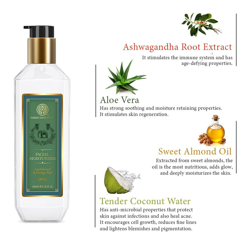 Forest Essentials Hydrating Facial Moisturiser Sandalwood & Orange Peel | Grocsy