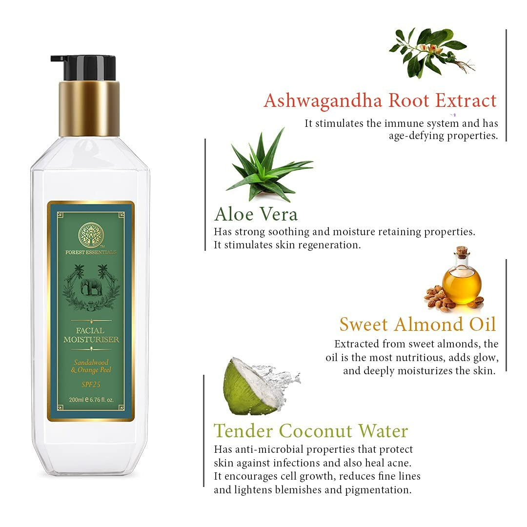 Forest Essentials Hydrating Facial Moisturiser Sandalwood & Orange Peel | Grocsy