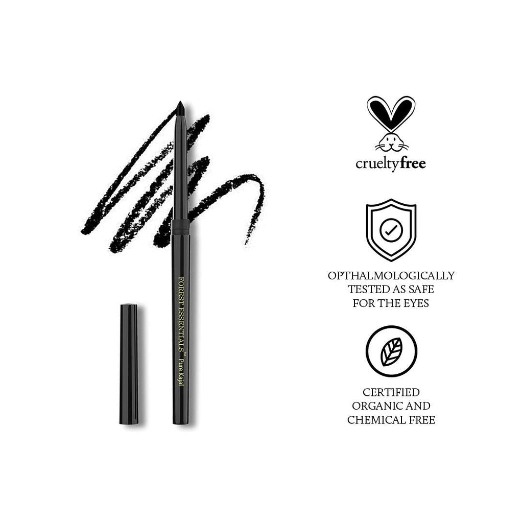 Forest Essentials Charcoal Black Gulaab Khaas Kajal | Grocsy