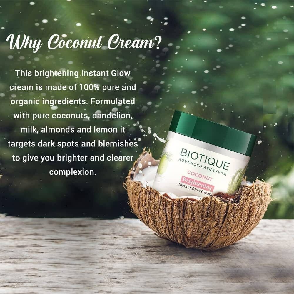 Biotique Advanced Ayurveda Bio Coconut Whitening & Brightening Cream | Grocsy