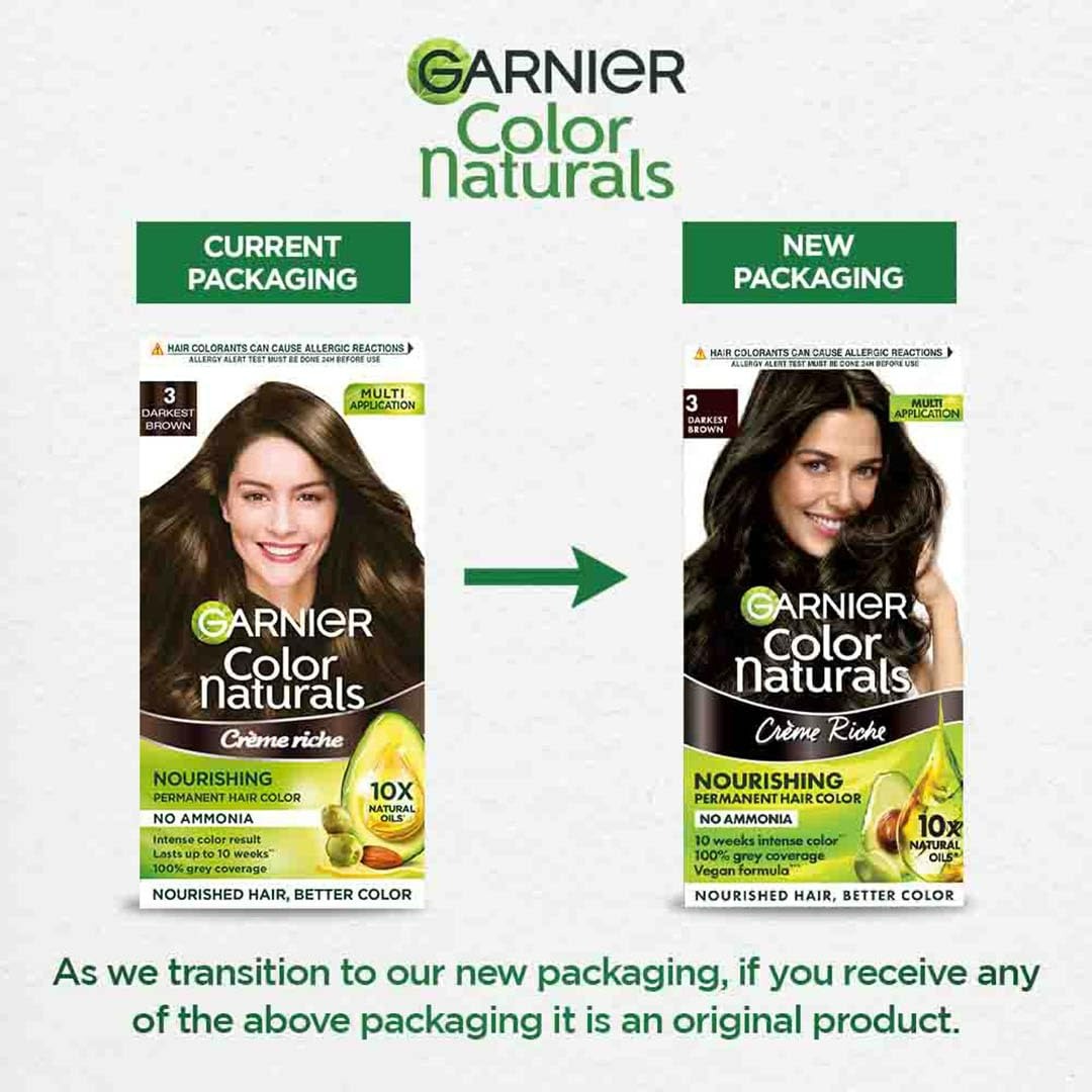 Garnier Color Naturals Creme Riche Hair Color, Shade 3 Darkest Brown | Grocsy