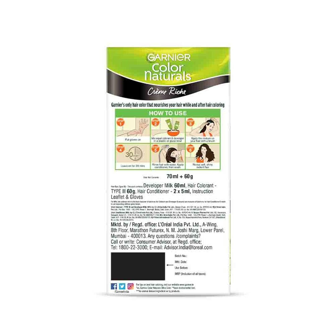 Garnier Color Naturals Creme Riche Hair Color, Shade 3 Darkest Brown | Grocsy