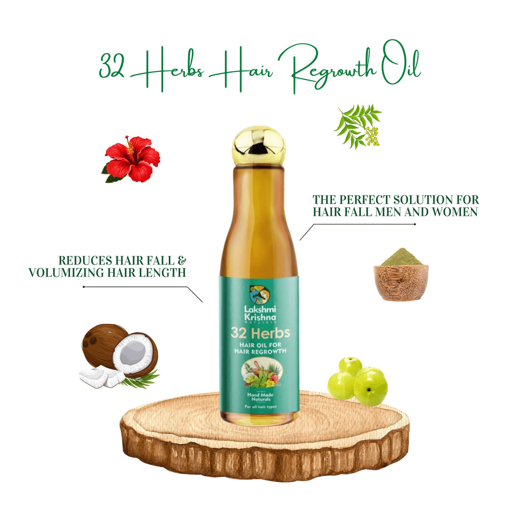 Lakshmi Krishna Naturals 32 Herbs Hair Oil for Hair Regrowth | Grocsy