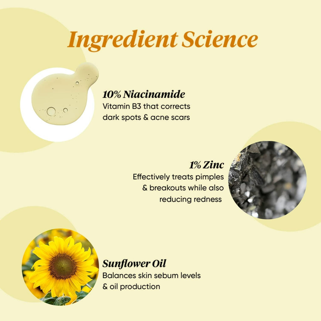 Dot & Key 10% Niacinamide Skin Clearing Face Serum With 10% Niacinamide, 1% Zinc & Sunflower Seed Oil | Grocsy
