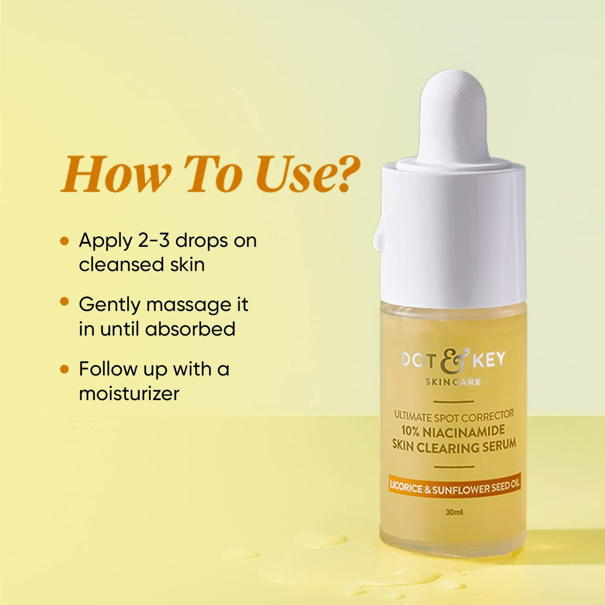Dot & Key 10% Niacinamide Skin Clearing Face Serum With 10% Niacinamide, 1% Zinc & Sunflower Seed Oil | Grocsy