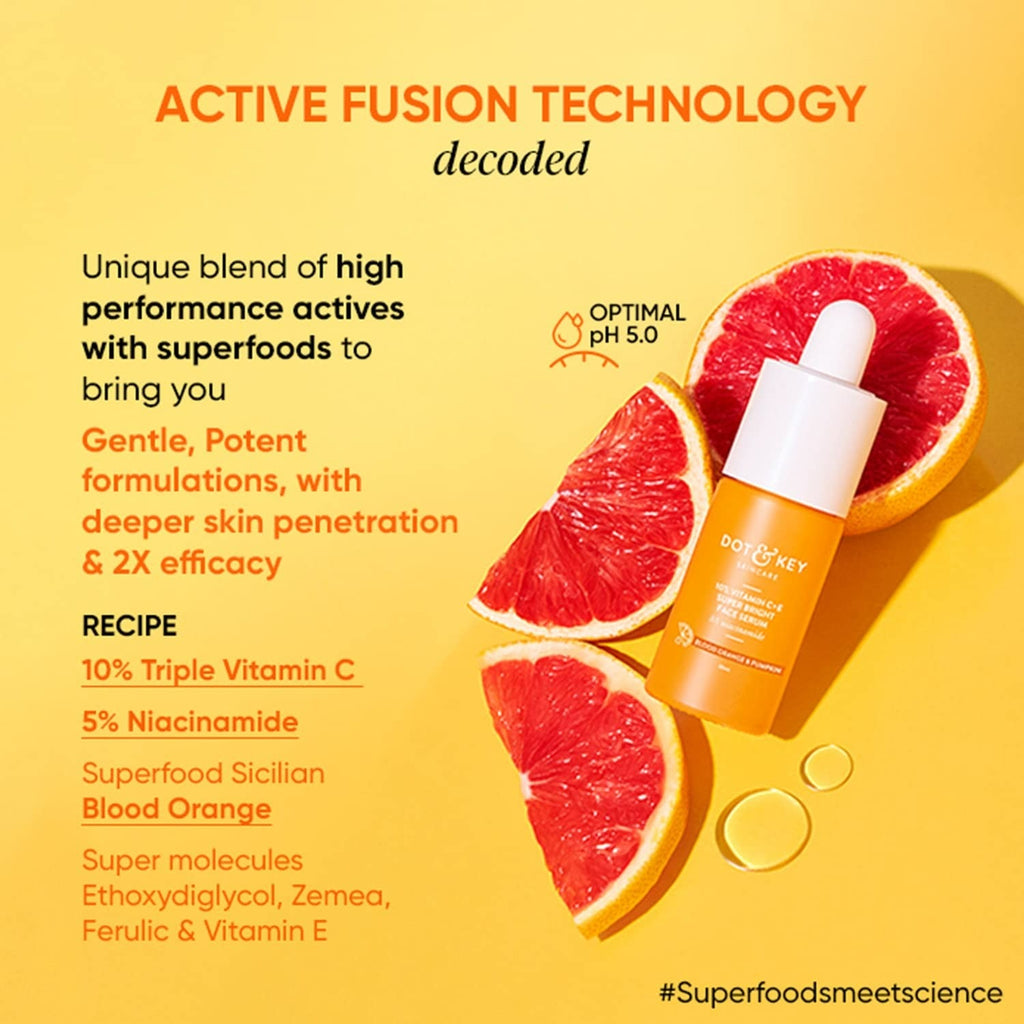 Dot & Key 10% Vitamin C+E Super Bright Face Serum With 5% Niacinamide, Glows Skin | Grocsy