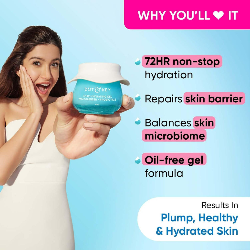 Dot & Key 72 Hr Hydrating Probiotic Face Gel With With Hyaluronic Acid, Kombucha & Rice Water | Grocsy