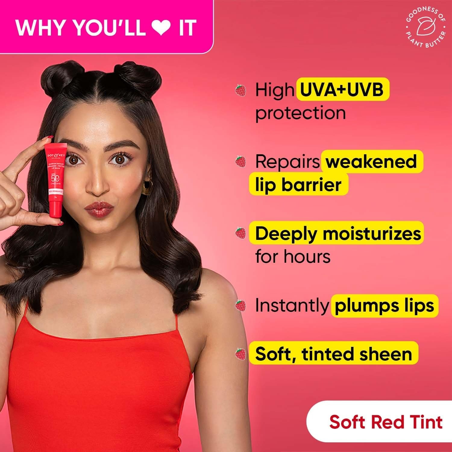Dot & Key Barrier Repair Ceramide & Peptide SPF 50+, PA+++ Lip Balm - Red Romance | Grocsy