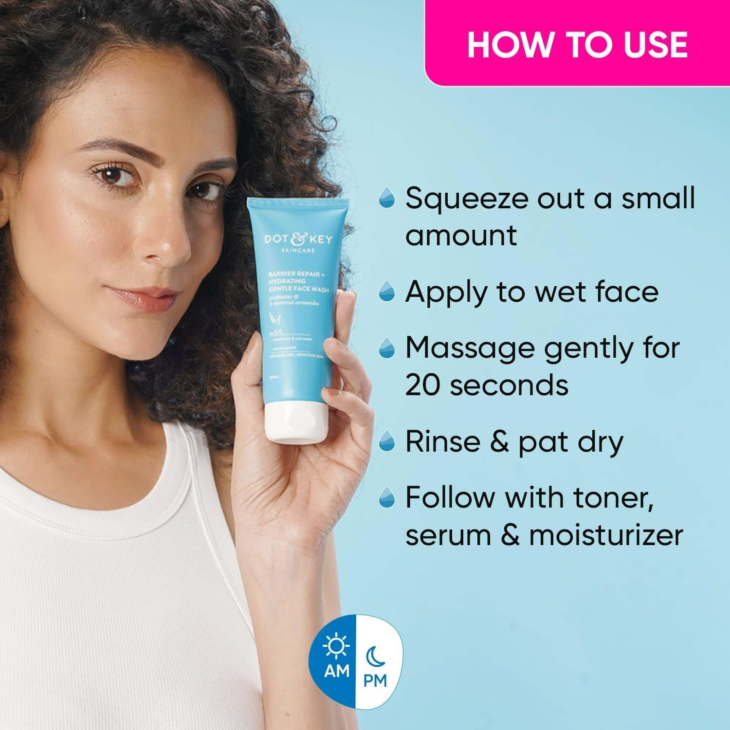 Dot & Key Barrier Repair Hydrating Gentle Face Wash For Dry, Normal & Sensitive Skin With Hyaluronic & Rice Water | Grocsy