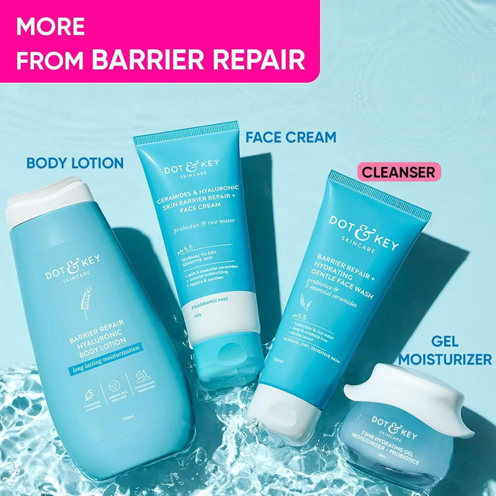 Dot & Key Barrier Repair Hydrating Gentle Face Wash For Dry, Normal & Sensitive Skin With Hyaluronic & Rice Water | Grocsy
