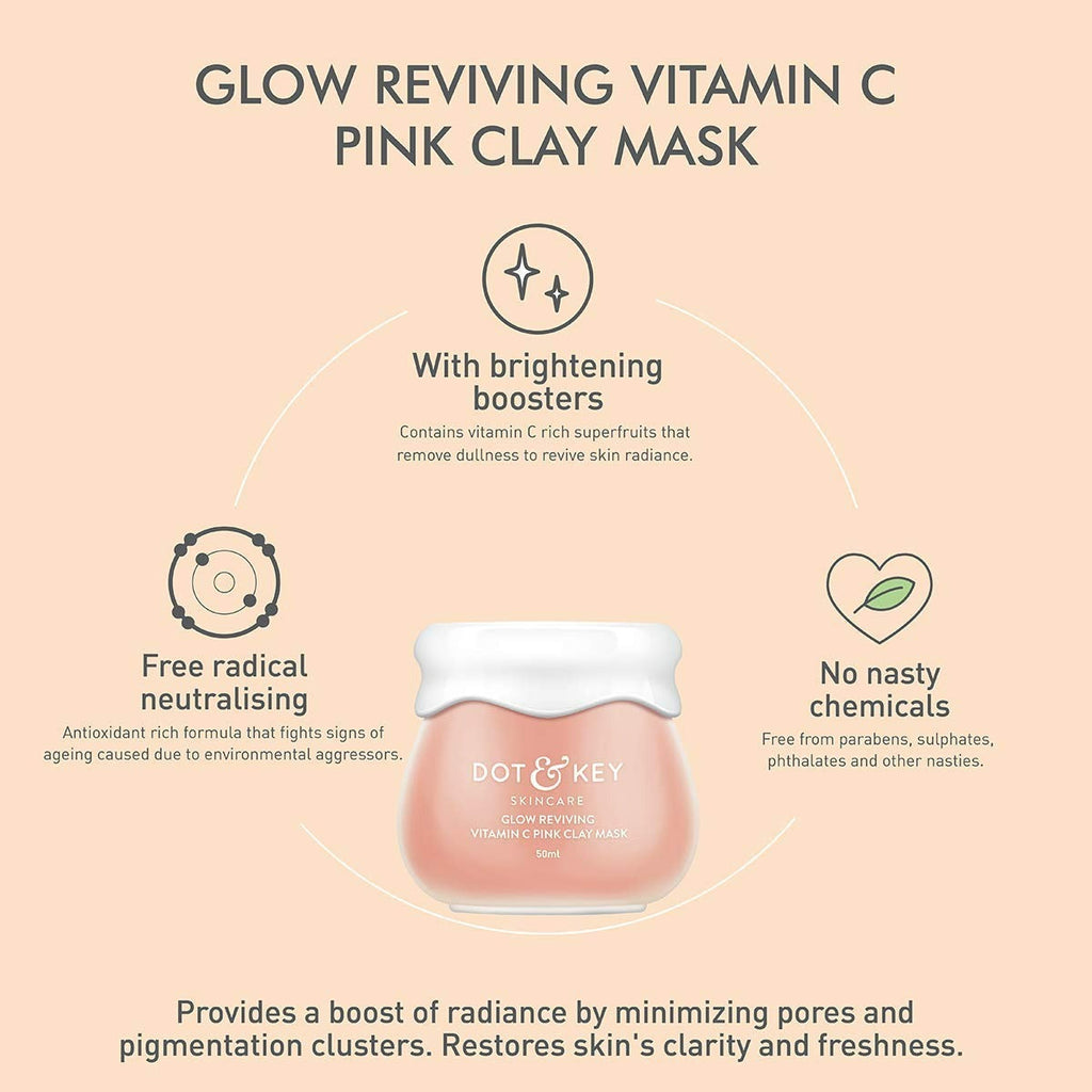 Dot & Key Glow Reviving Vitamin C Pink Clay Face Mask | Grocsy