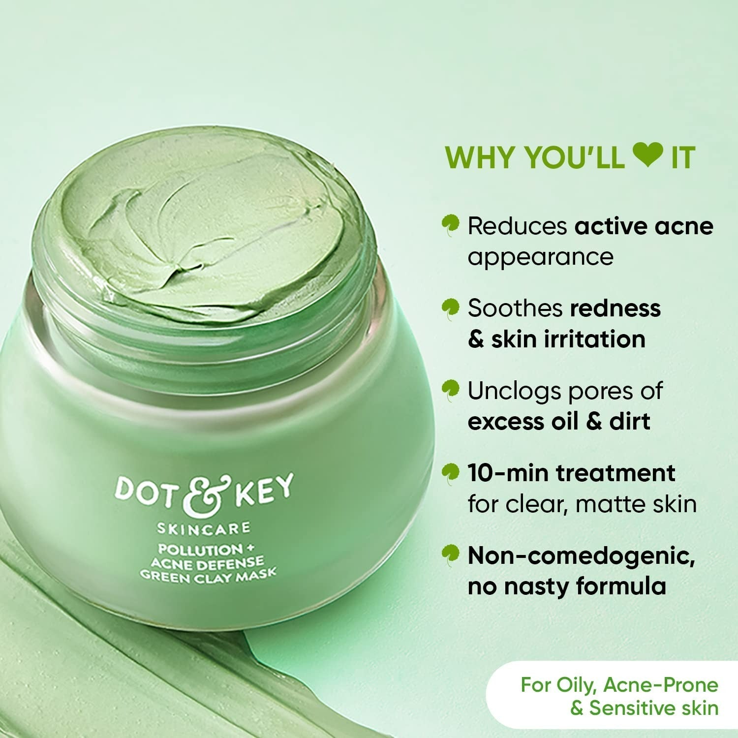 Dot & Key Pollution + Acne Defense Green Clay Face Mask | Grocsy