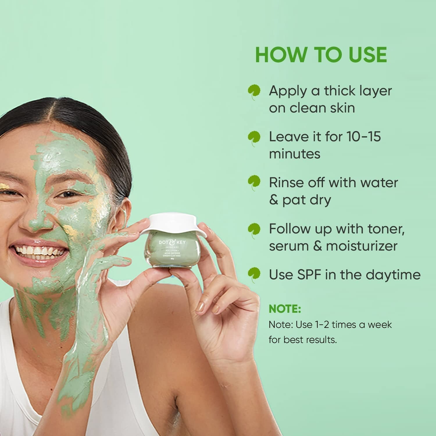 Dot & Key Pollution + Acne Defense Green Clay Face Mask | Grocsy