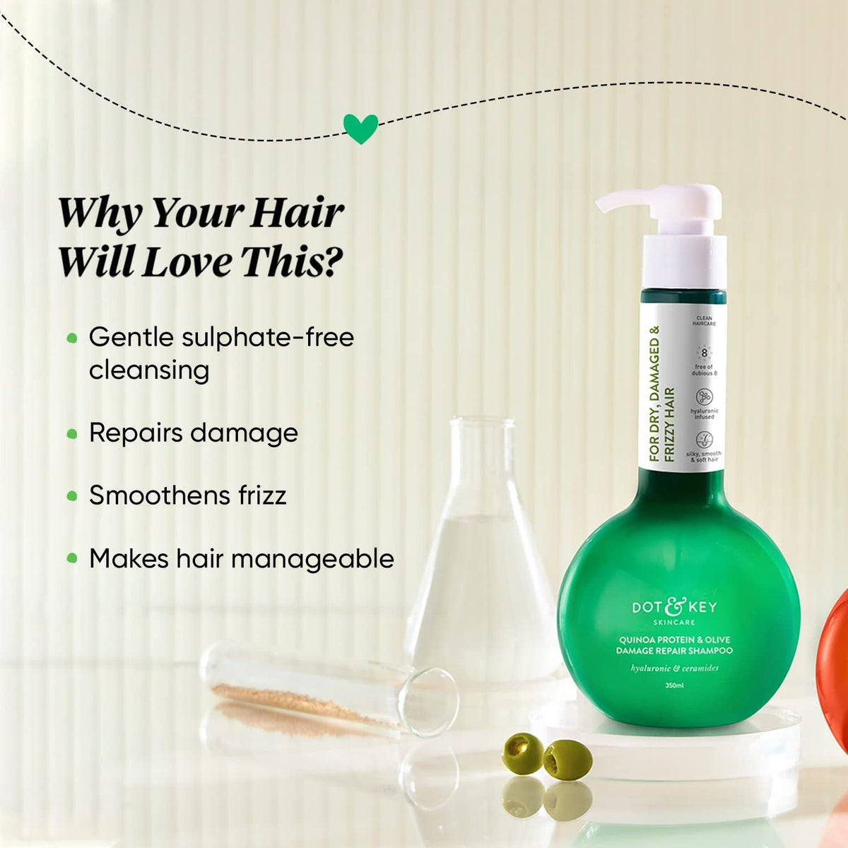 Dot & Key Quinoa Protein & Olive Damage Repair Shampoo | Grocsy