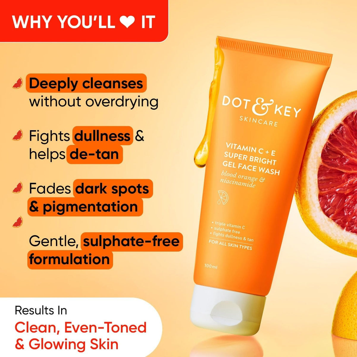 Dot & Key Vitamin C+E Super Bright Gel Face Wash | Grocsy