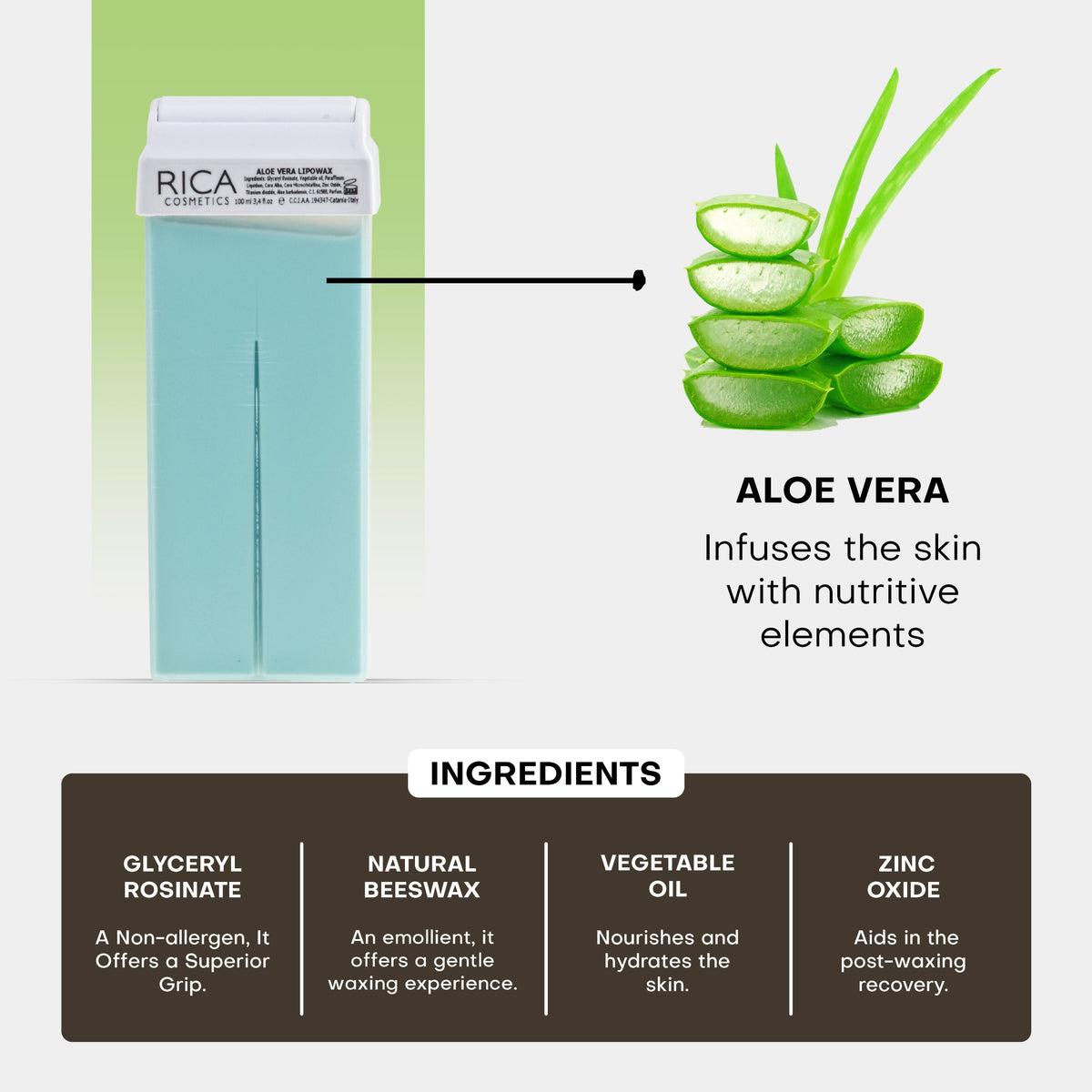 Rica Aloe Vera Roll On Lipo Wax Refill With Aloe Vera Extract | Grocsy
