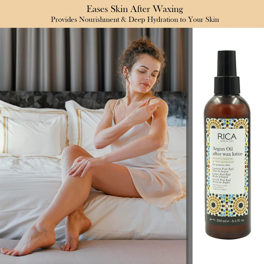 Rica Argan Oil After Wax Lotion for Sensitive Skin With Sun Flower Oil, Jojoba Oil & Vitamin E | Grocsy