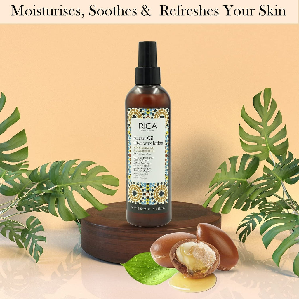 Rica Argan Oil After Wax Lotion for Sensitive Skin With Sun Flower Oil, Jojoba Oil & Vitamin E - Limited Time Offer | Grocsy