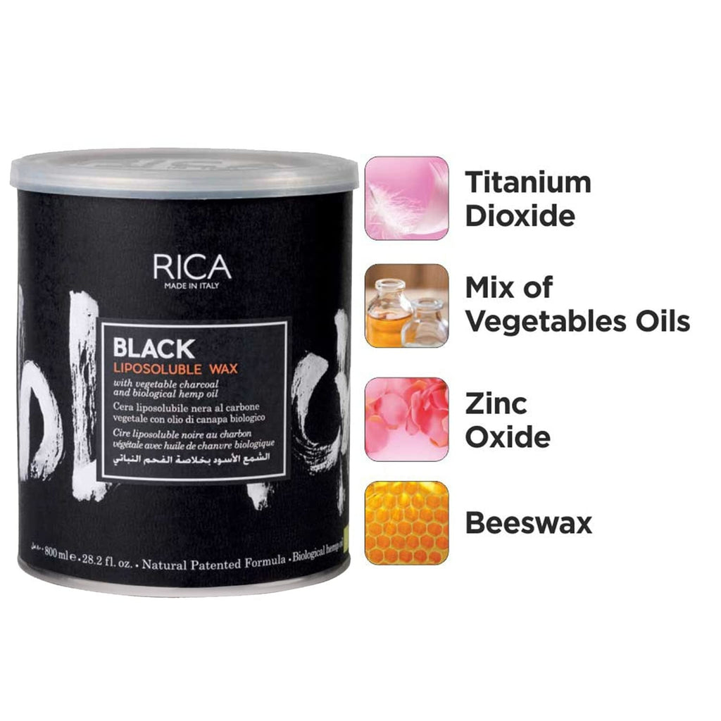 Rica Black Liposoluble Wax With Vegetable Charcoal, For All Skin Types | Grocsy