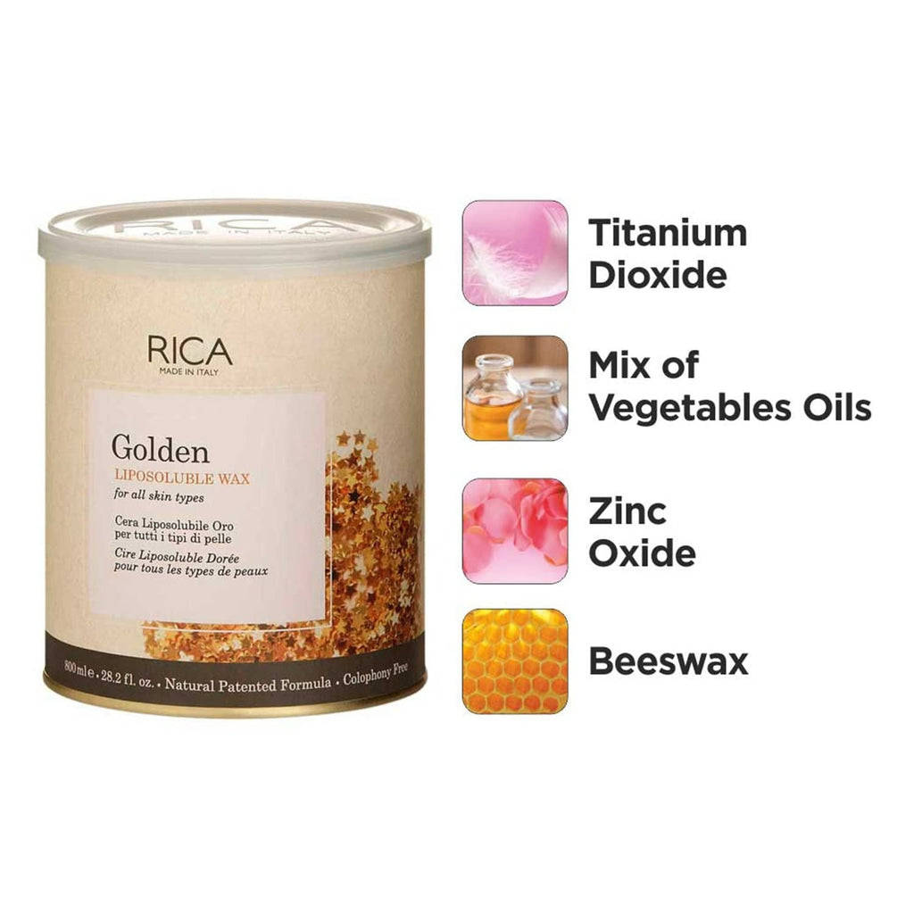 Rica Golden Liposoluble Hair Removal Wax For All Skin Types, With Natural Ingredients | Grocsy