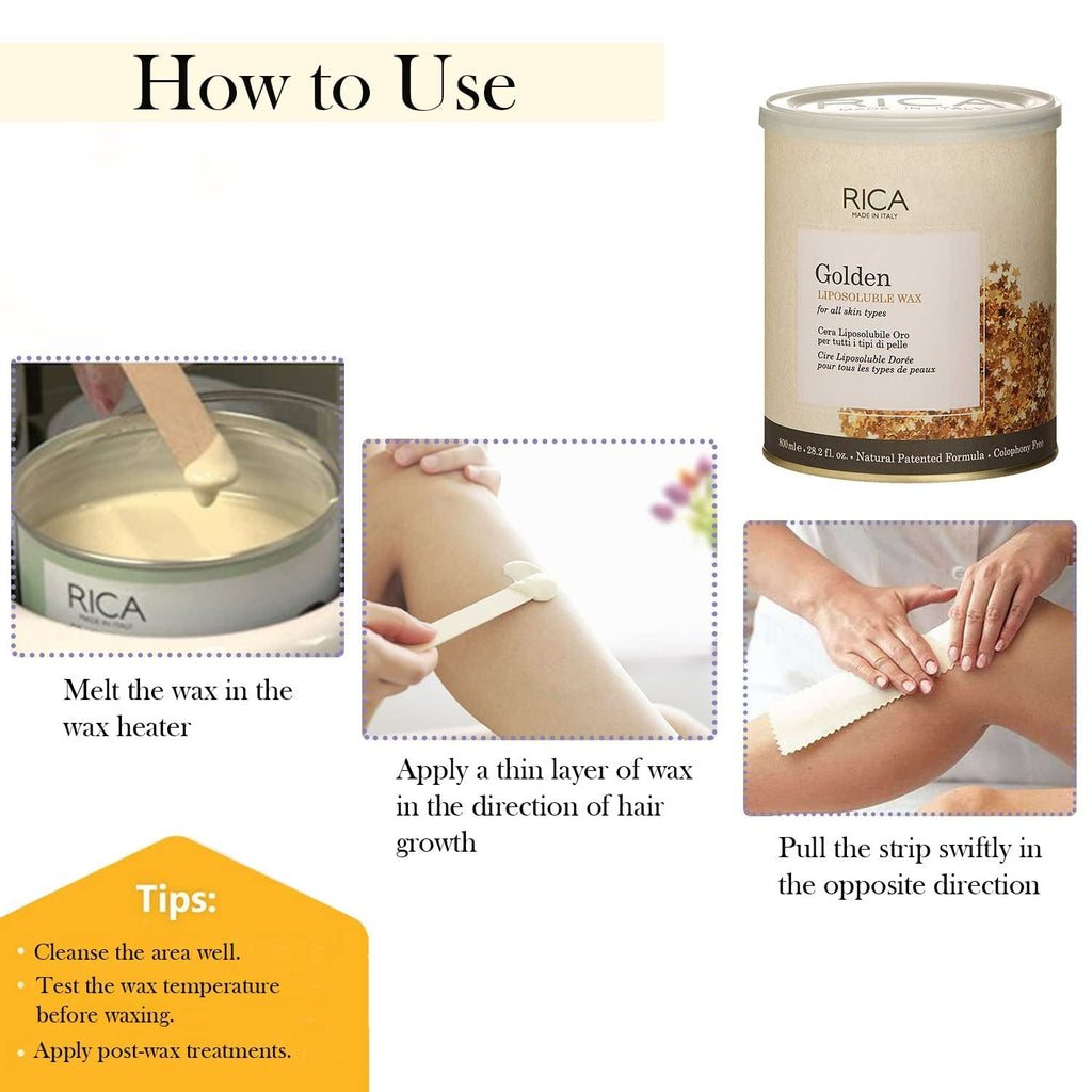 Rica Golden Liposoluble Hair Removal Wax For All Skin Types, With Natural Ingredients | Grocsy