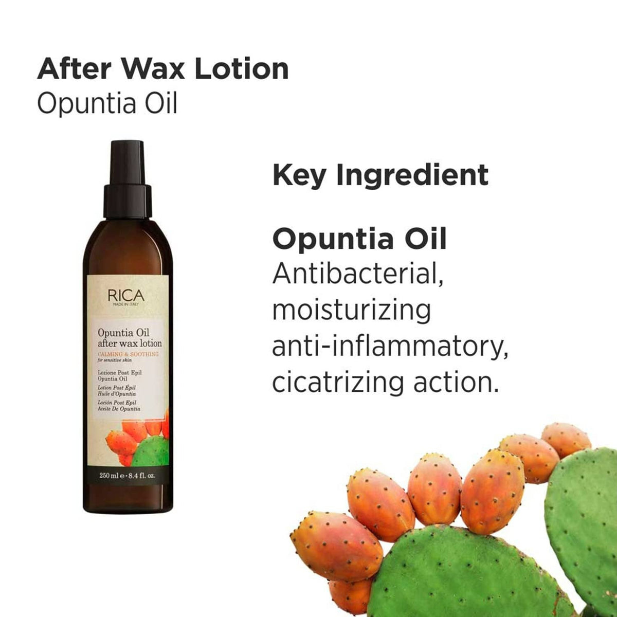 Rica Opuntia Oil After Wax Lotion For Sensitive & Calming Skin, Moisturises, Soothes, & Refreshes Skin | Grocsy
