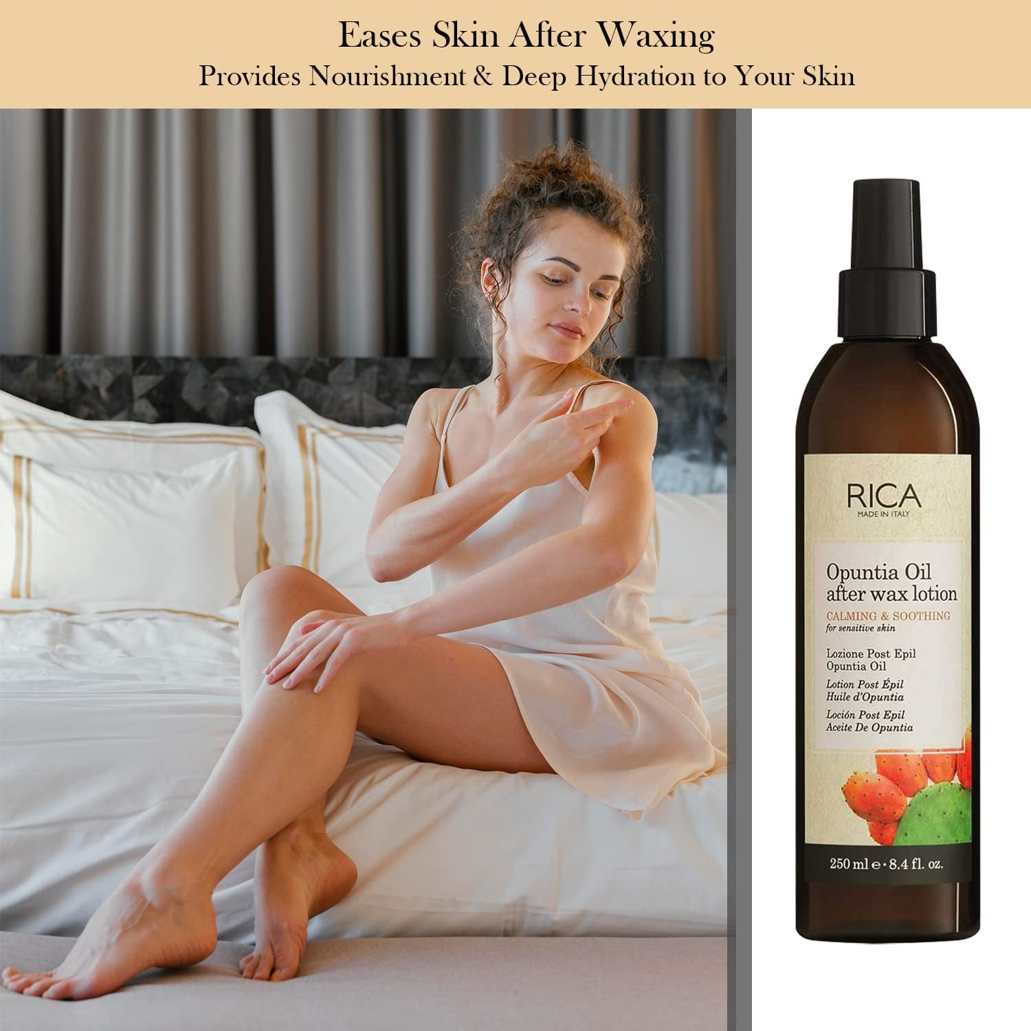 Rica Opuntia Oil After Wax Lotion For Sensitive & Calming Skin, Moisturises, Soothes, & Refreshes Skin | Grocsy